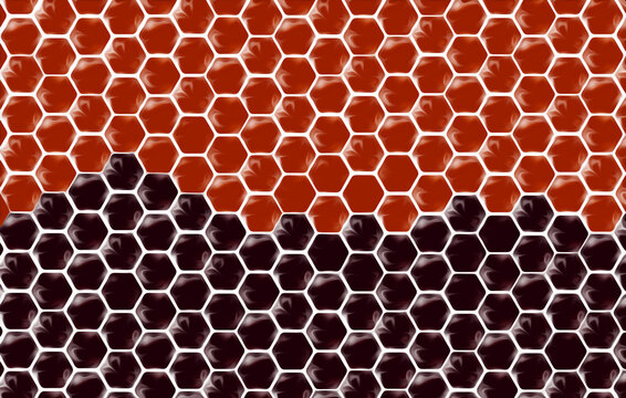 honey comb texture abstract background with glossy colorful hexagons