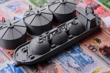 An LNG or oil tanker for maritime transport, energy resources and their movement. An LNG tanker © chernikovatv
