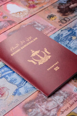 Brunei passport for travelling, flying and doing business. Brunei document, id © chernikovatv