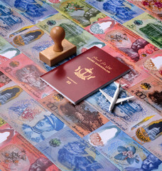Brunei passport for travelling, flying and doing business. Brunei document, id © chernikovatv