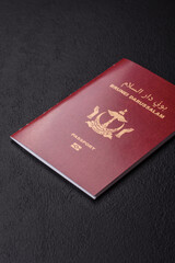 Brunei passport for travelling, flying and doing business. Brunei document, id © chernikovatv