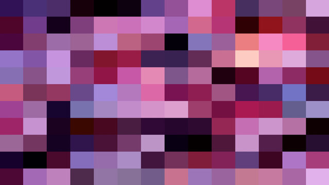Abstract pixel art grid background featuring a colorful mix of purple, pink, and dark tones in a digital mosaic style for modern technology concepts and creative design projects. Pixelated texture.