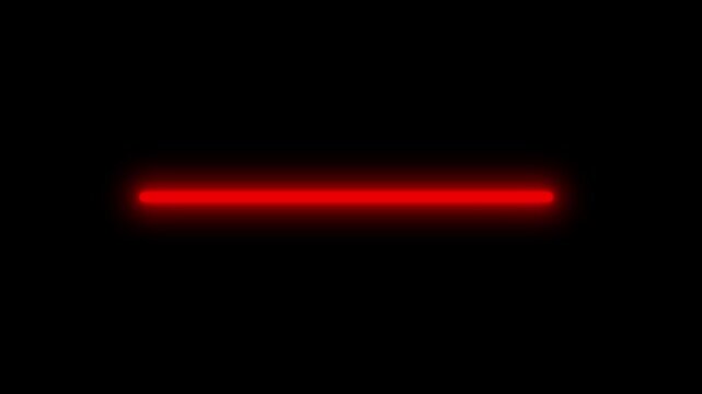 Neon red  progress bar loading line ui element isolated on black background.