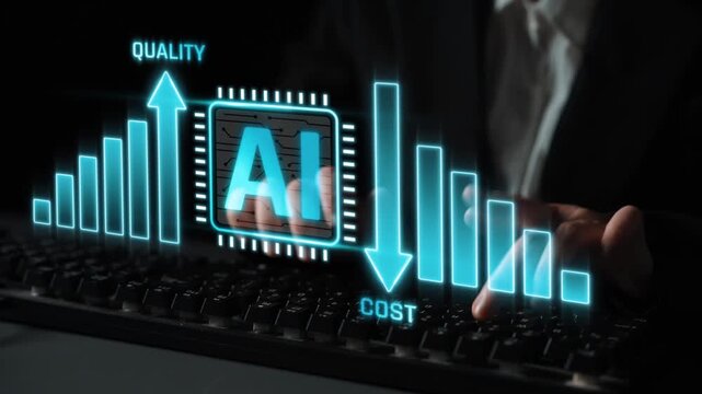 Business Professional Analyzing Data Trends with AI Technology, Showcasing Quality Improvement and Cost Efficiency in Digital Landscape Sigmoid