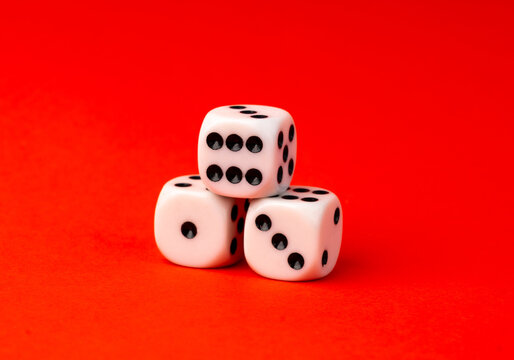 White game dice with black dots