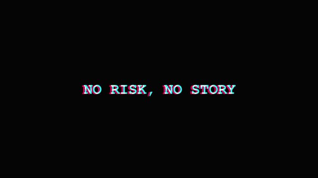 No risk no story glitch text animation motivational business quote for success and entrepreneurship 4k
