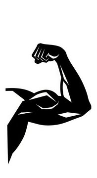 Strong flexed bicep arm muscle illustration symbol of power with strength bodybuilding exercise