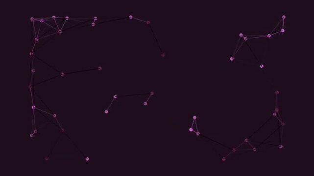 Abstract Network Dots and Lines in Dark Purple Setting with Connecting Nodes