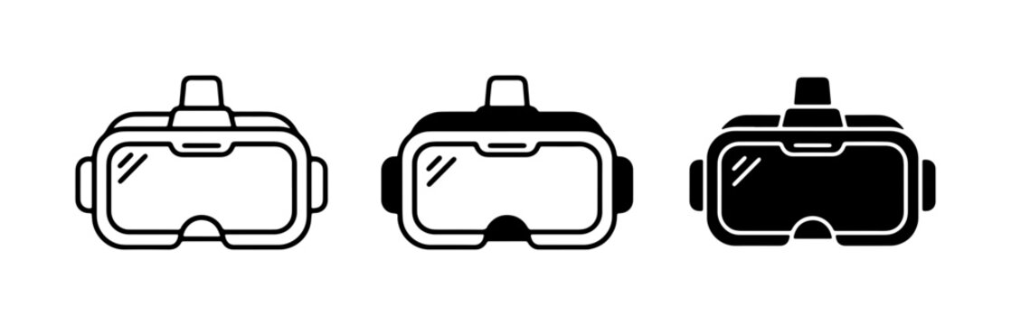 Virtual Reality Headset Icons, VR Goggles Set, Immersive Technology Graphics