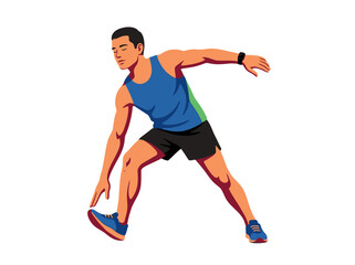Fototapeta premium Athletic Man Engaged In Dynamic Stretching Exercise Routine And Fitness Movement
