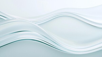Fototapeta premium Abstract digital art piece with a light blue background. it features a series of curved lines that create a wave-like pattern. the lines are white and appear to be made of a smooth, glossy material.