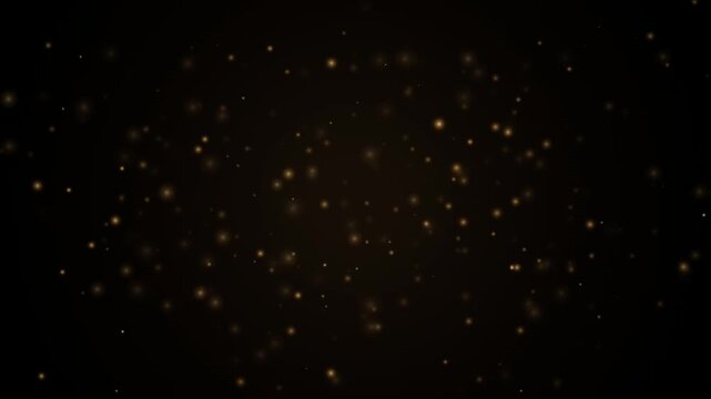 Golden floating dust particles overlay on black background, for motion