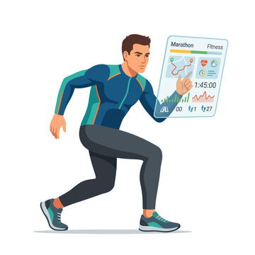 Athlete Interacting With Futuristic Fitness Data Display