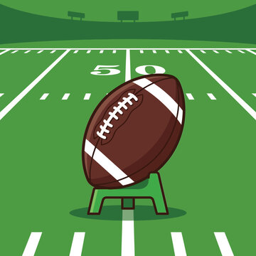 American Football Stadium Field Goal Kick Preparation Illustration
