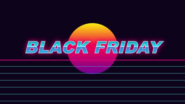 4k black friday neon retro synthwave style motion title animation