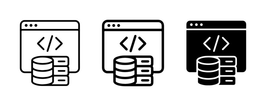 Database and Code Icons: Web Development, Data Storage, Programming Concepts, Software Icons