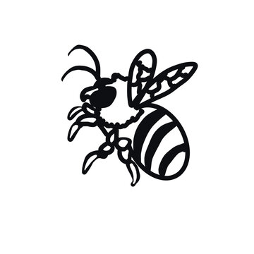 Woodland Bee Line Art Illustration &ndash; Forest Animal Coloring Design