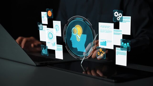 Innovative Digital Concept of Artificial Intelligence with Graphical User Interface Elements Representing Data, Analysis, and Insight in a Modern Workspace. Entropy.
