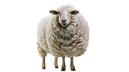 Isolated fluffy white sheep animal stands with abstract alphanumeric identifier code beneath © Lucas