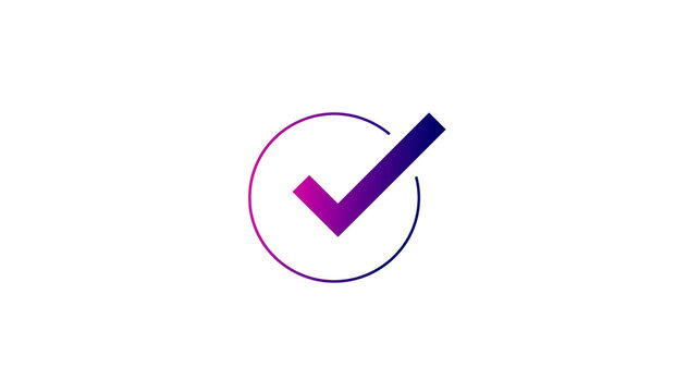 Isolated modern gradient checkmark icon in stylish circle with unique alphanumeric identifier Z (1683)
