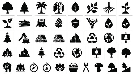 Obraz premium Tree icon set vector
