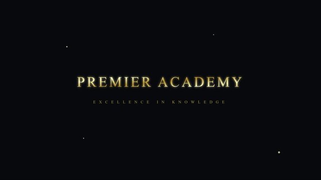 Premier academy excellence in knowledge gold text animation on 4k black background