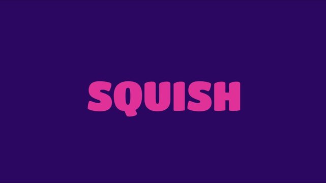 Animated squish text motion on vibrant purple animation 4k background, for playful branding, and social media
