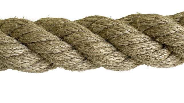 Isolated natural fiber rope with robust texture and earthy tones, strong and durable material
