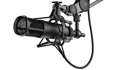 Isolated professional studio condenser microphone with shock mount and adjustable boom arm © Niamh