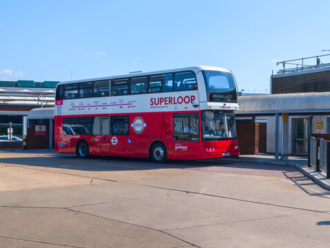 Red and White TfL Superloop SL7 Double-Decker Bus in London
