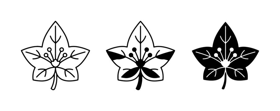 Japanese Maple Leaf Mon Crests, Vector Icons Set: Traditional Emblem Designs for Branding and Decoration