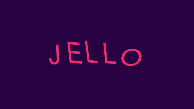 Jello text animation with wobbly motion effect on purple 4k background, typography