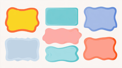 Fototapeta premium Colorful Fluid Blob Frame Vector Set with Organic Shapes and Playful Text Box Templates for Design