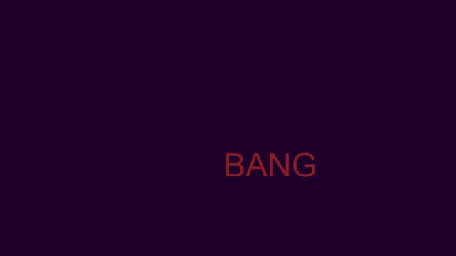 Animated bang text bold red typography on dark purple animation 4k background, for comic book, style motion and, pop visual effects