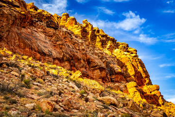 Red sandstone mountain cliffs in Calico Basin Nevada © PhotoSpirit