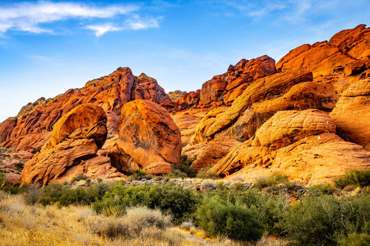 Calico Tanks Trail red rock formations at sunset