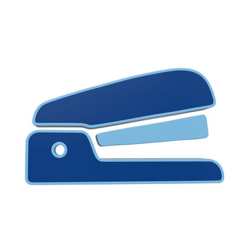 Blue stapler icon for office and school document binding isolated on transparent background