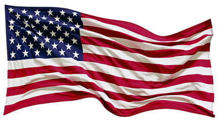 Obraz premium Isolated United States of America national flag showing stars and stripes waving proudly.