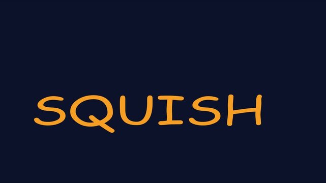 Animated squish text motion on dark animation 4k background, for playful branding, typography