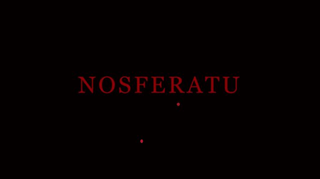 Nosferatu horror title card with dripping effect on animation 4k black background, vampire gothic