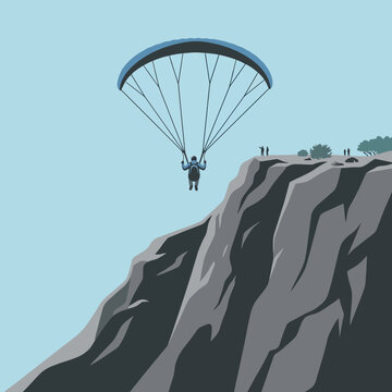 Extreme Paragliding Adventure Above Rugged Mountain Cliffs