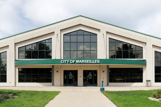Marseilles, IL, USA - August 16, 2026: The city of Marseilles, Illinois is a small town in LaSalle county that was founded in 1835 and named after Marseille, France. 