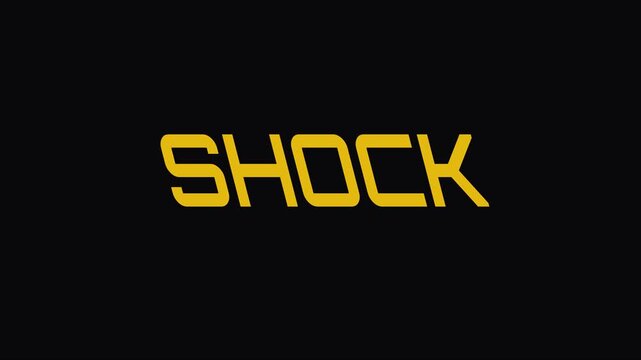 Shock text animation with bold yellow typography on 4k black background