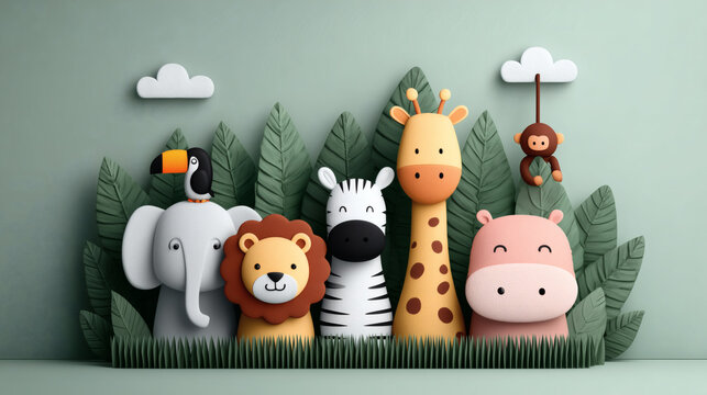 Dibujo infantil de animales de la selva