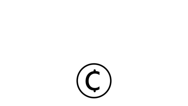 Minimalist black and white cent coin symbol icon on a white background.