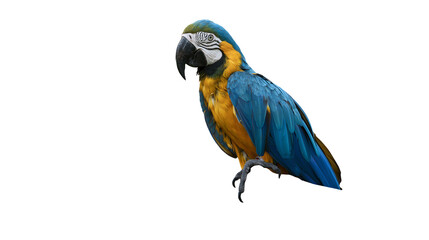 Isolated blue and gold macaw parrot looking forward, vibrant tropical bird wildlife © Ioana