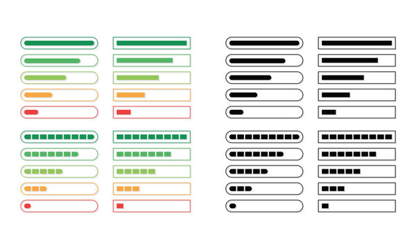 Loading progress bar template icon set for interface indicator graphic
