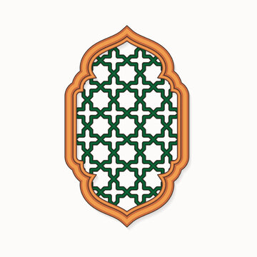 Arabic ornament window border with traditional oriental star pattern