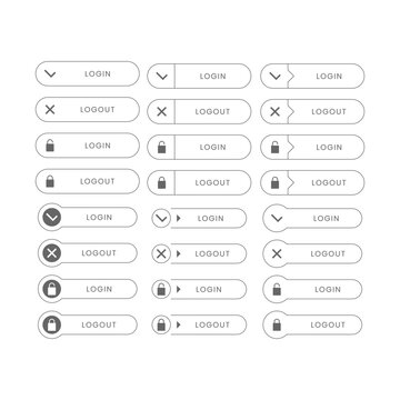 Web button outline design collection for digital dashboard interface