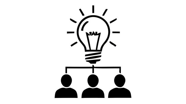 Conceptual Graphic Representing Creative Team Collaboration and Innovation Through Connected Ideas and Unified Brainstorming Strategy Symbols